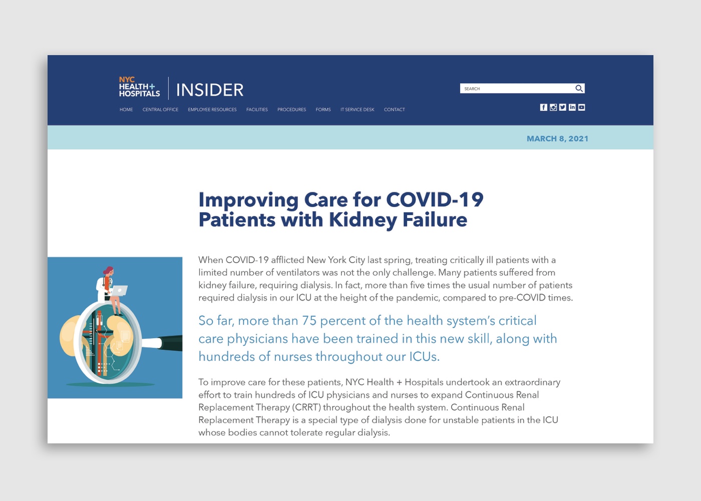 NYC Health + Hospitals Intranet article