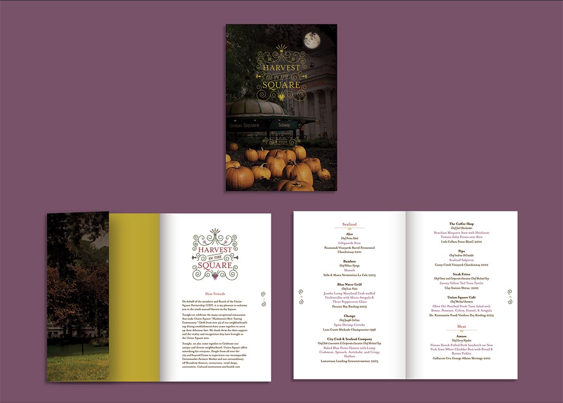 Harvest in the Square menu